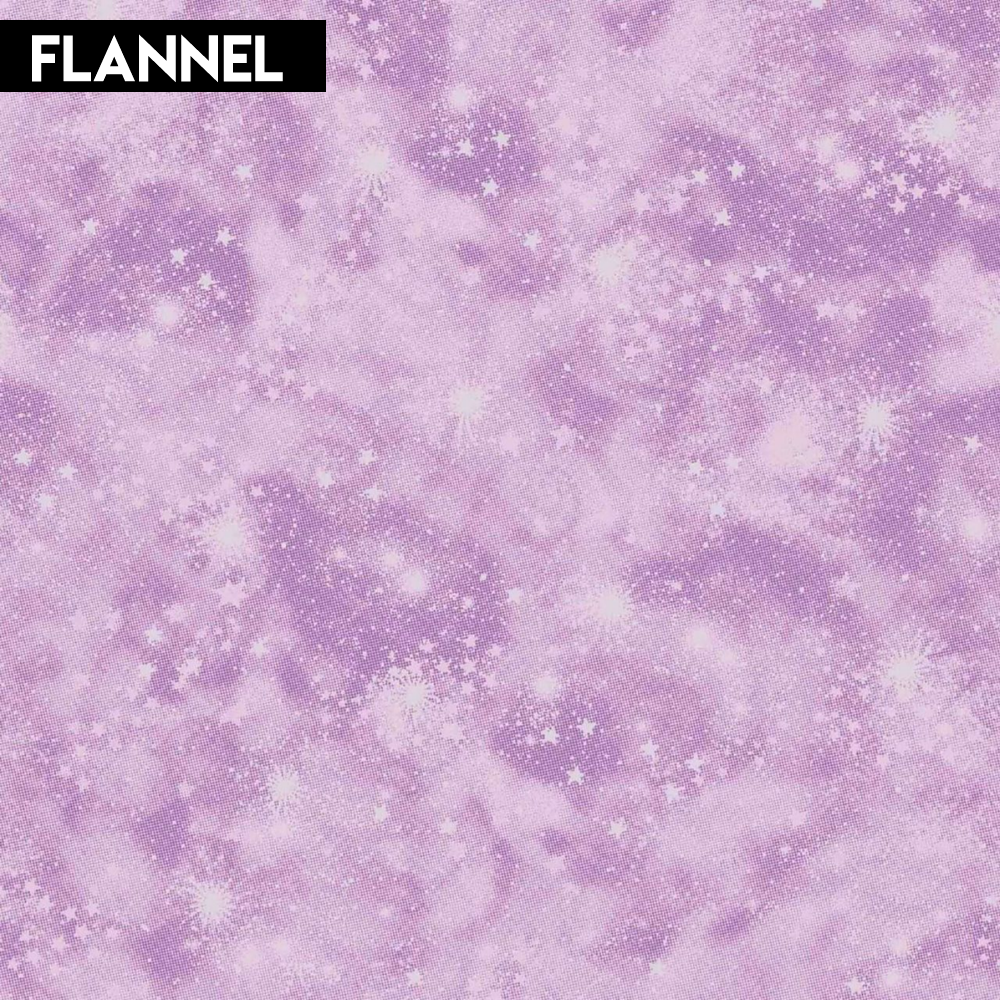 Fun Flannel Stars Lilac Cotton 44"/45" Fabric Per Yard