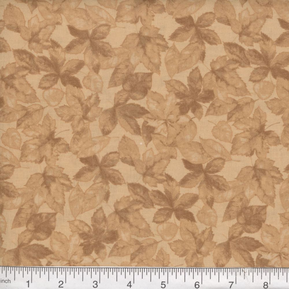 Camel Harvest Leaves 45" Wide Cotton Fabric Per Yard