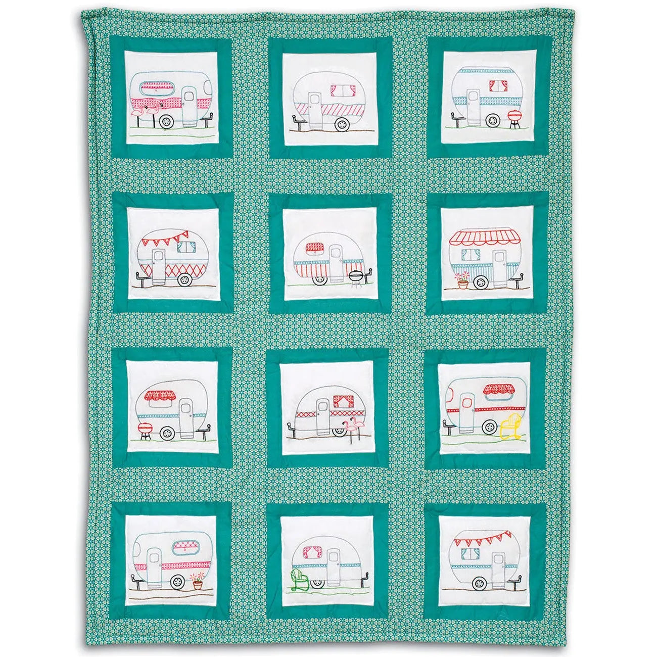 Campers 9in Theme Quilt Blocks Checker Distributor
