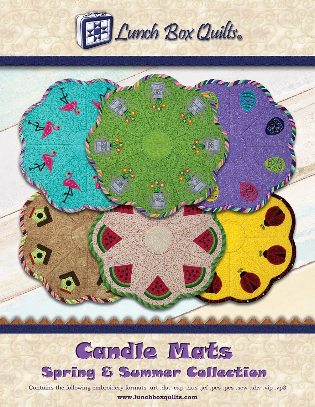 Candle Mats Spring and Summer Applique Machine Embroidery - Linda's Electric Quilters
