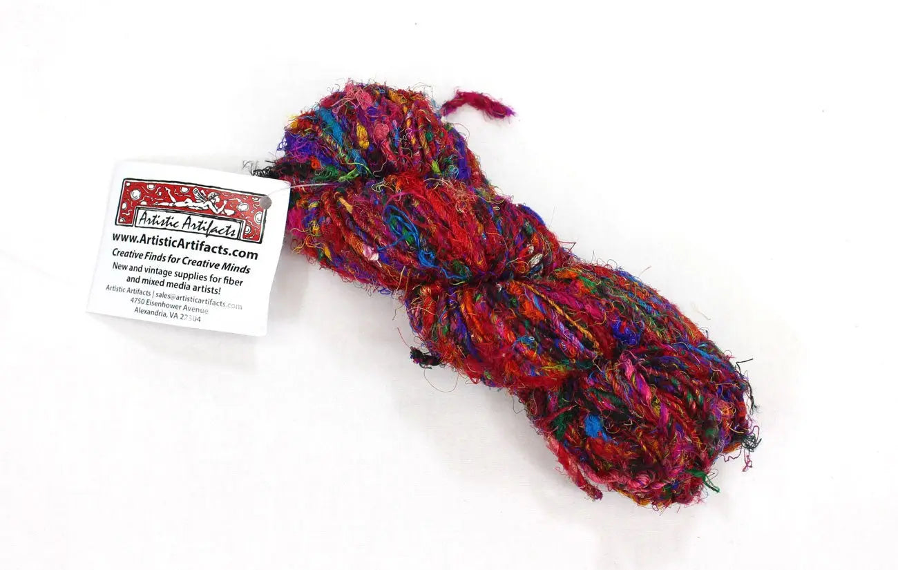 Carded Recycled Silk Sari Yarn 50yd 100g - Linda's Electric Quilters