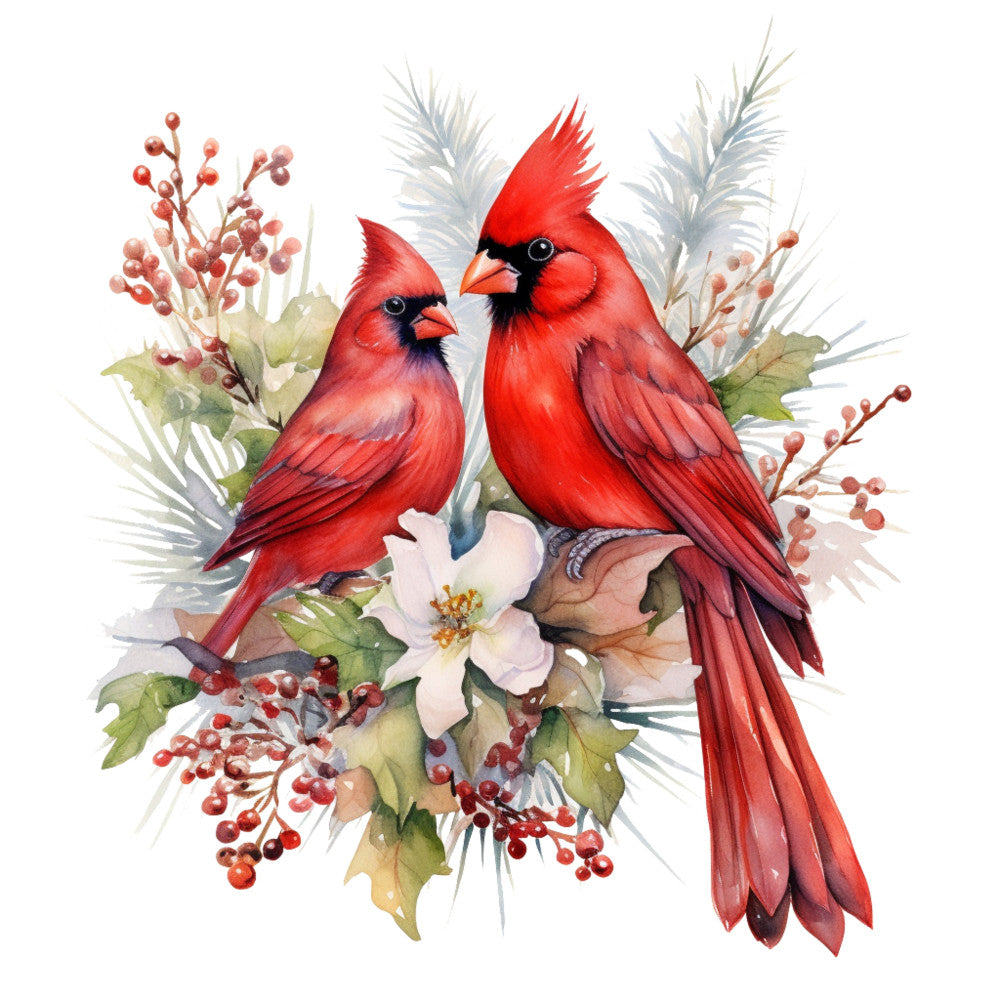 Cardinals on Flowers Fabric Panel 10 QuiltingFabricPanels