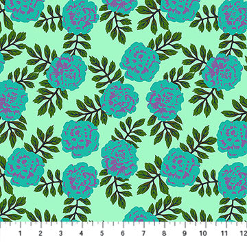 Carnation Aqua Yesterday Cotton 44"/45" Fabric Per Yard
