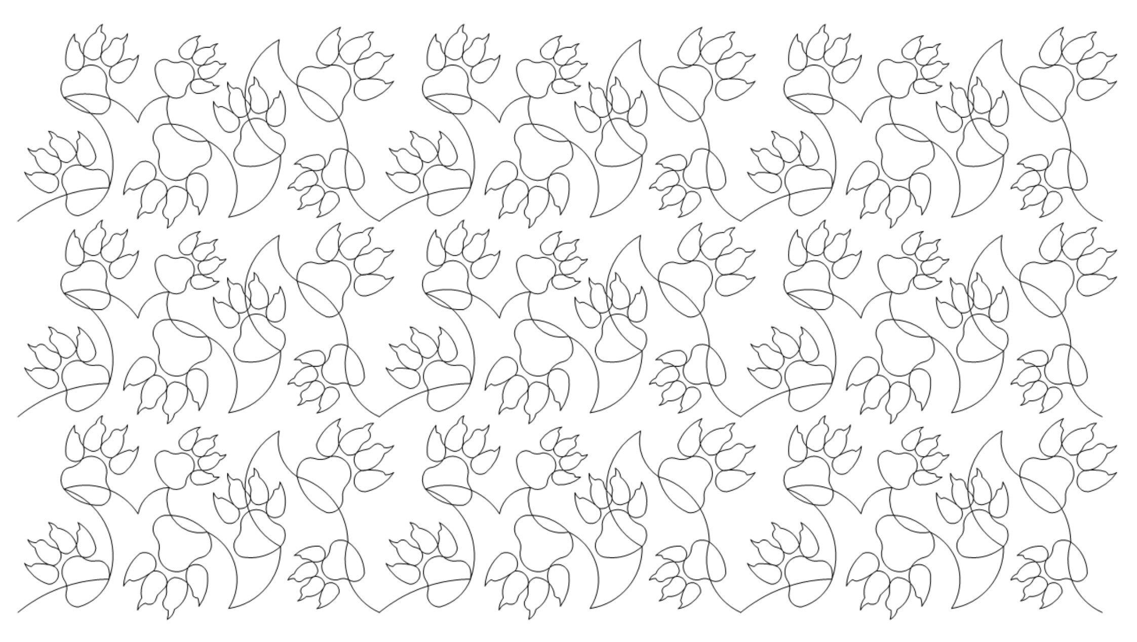 Cat Pawprints Digital E2E Wildflower Quilting Pantograph