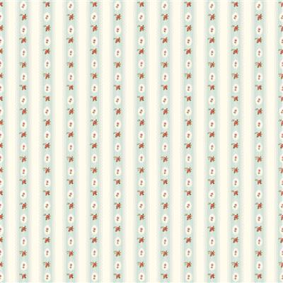 Clothworks Charlotte ribbon stripe turquoise quilting cotton by the yard