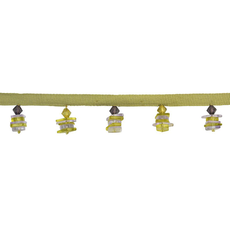 Charm Collection - 1 1/2" wide PLASTIC BEADED FRINGE (15 YDS) - BB-922-14/21 Mint Green and Lilac