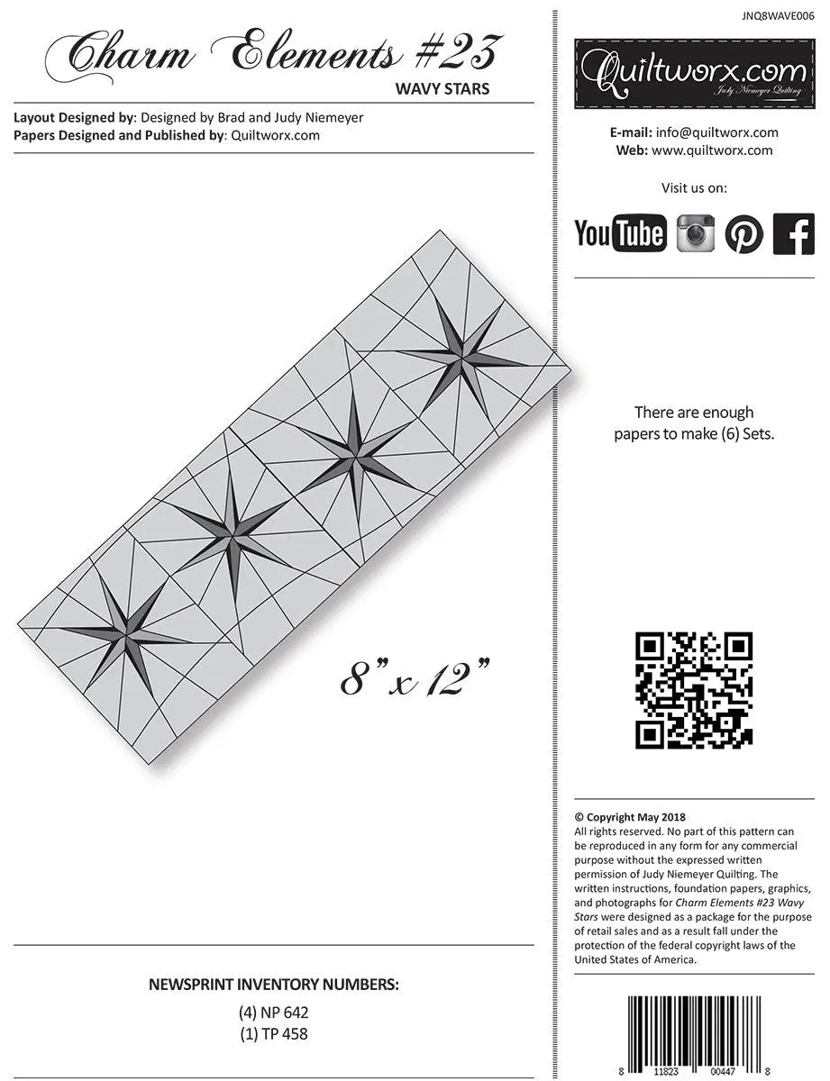 Charm Elements 23 8in Wavy Stars - Linda's Electric Quilters