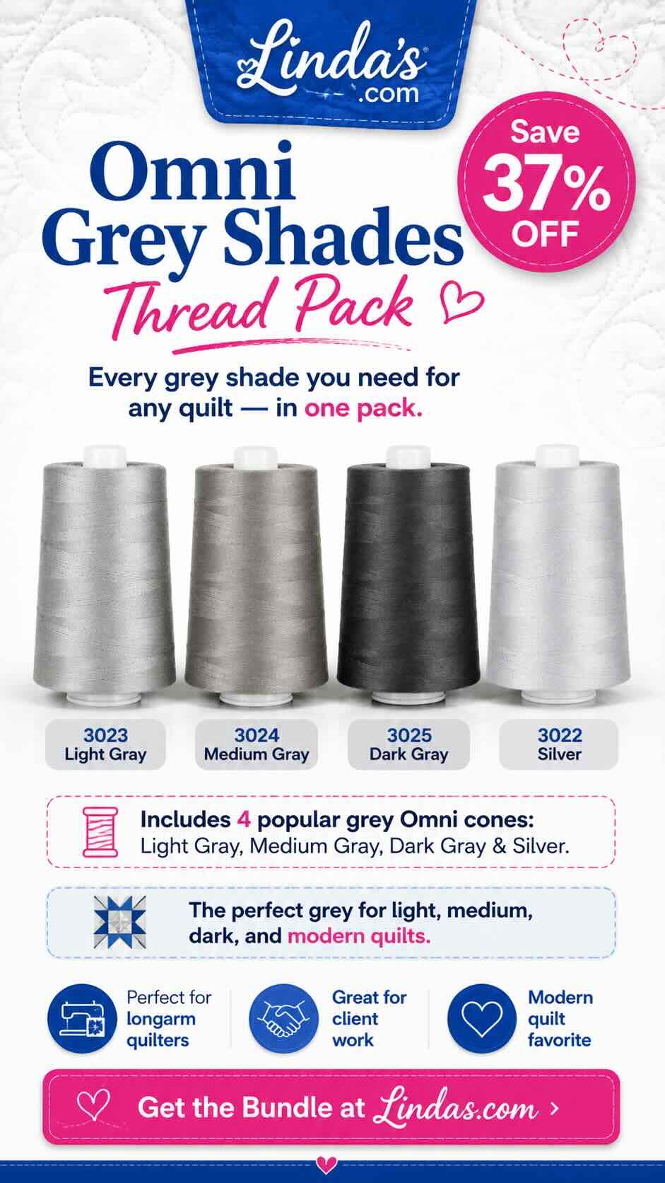 Omni Grey Shades Thread Pack – Light, Medium, Dark & Silver