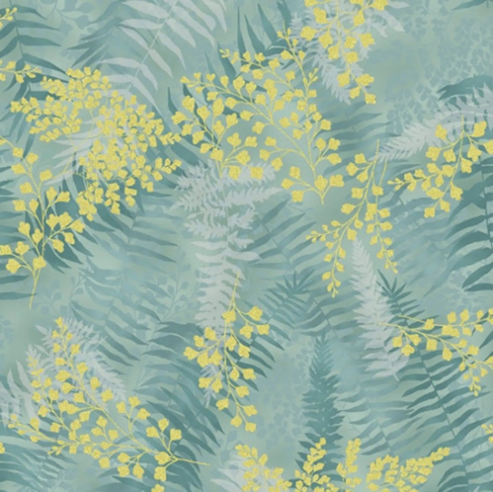 Chickadee Cheer Dusty Teal 43"/44" Fabric Per Yard