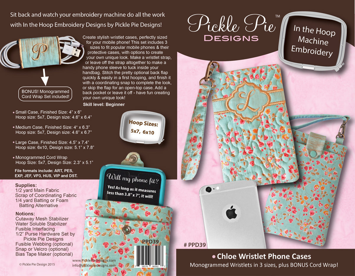 Chloe Phone Cases In the Hoop Embroidery Design Collection