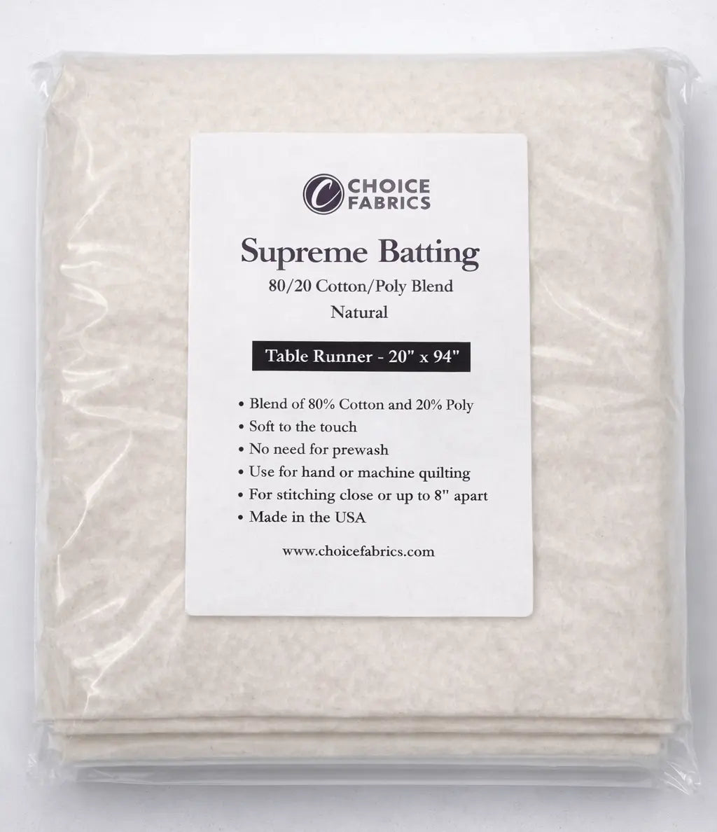 Choice Supreme Batting - 80/20 Cotton/Poly Blend - Table Runner (20" x 94") The Fabric Company