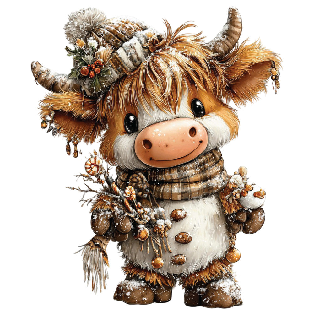 Christmas Highland Cow Fabric Panel 24 QuiltingFabricPanels