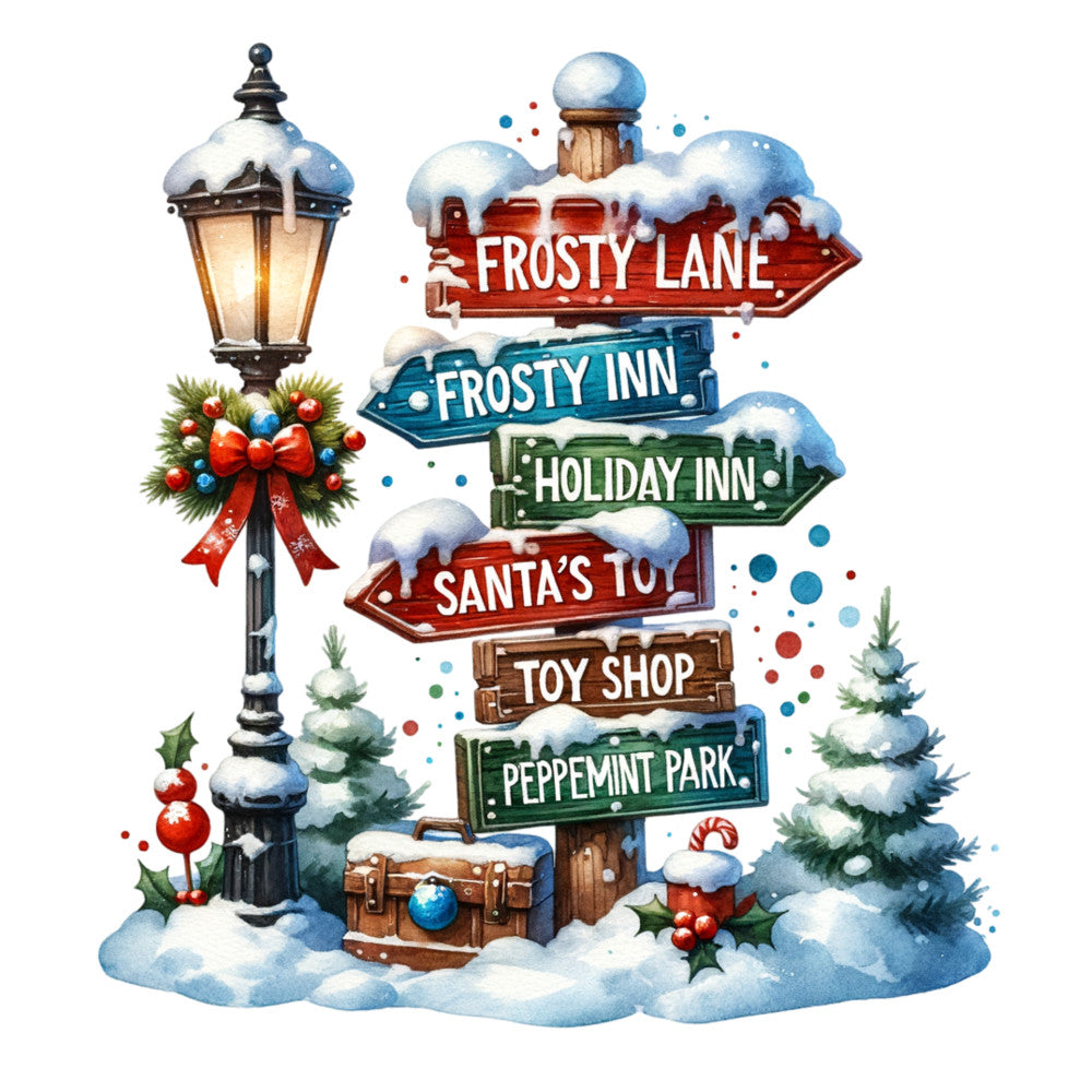 Christmas Signpost Fabric Panel 11 QuiltingFabricPanels