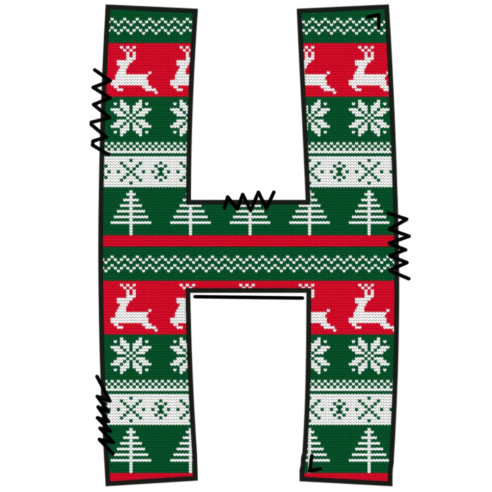 Christmas Sweaters Letter H Fabric Panel QuiltingFabricPanels
