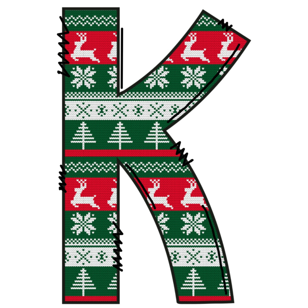 Christmas Sweaters Letter K Fabric Panel