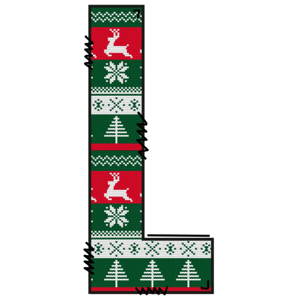 Christmas Sweaters Letter L Fabric Panel