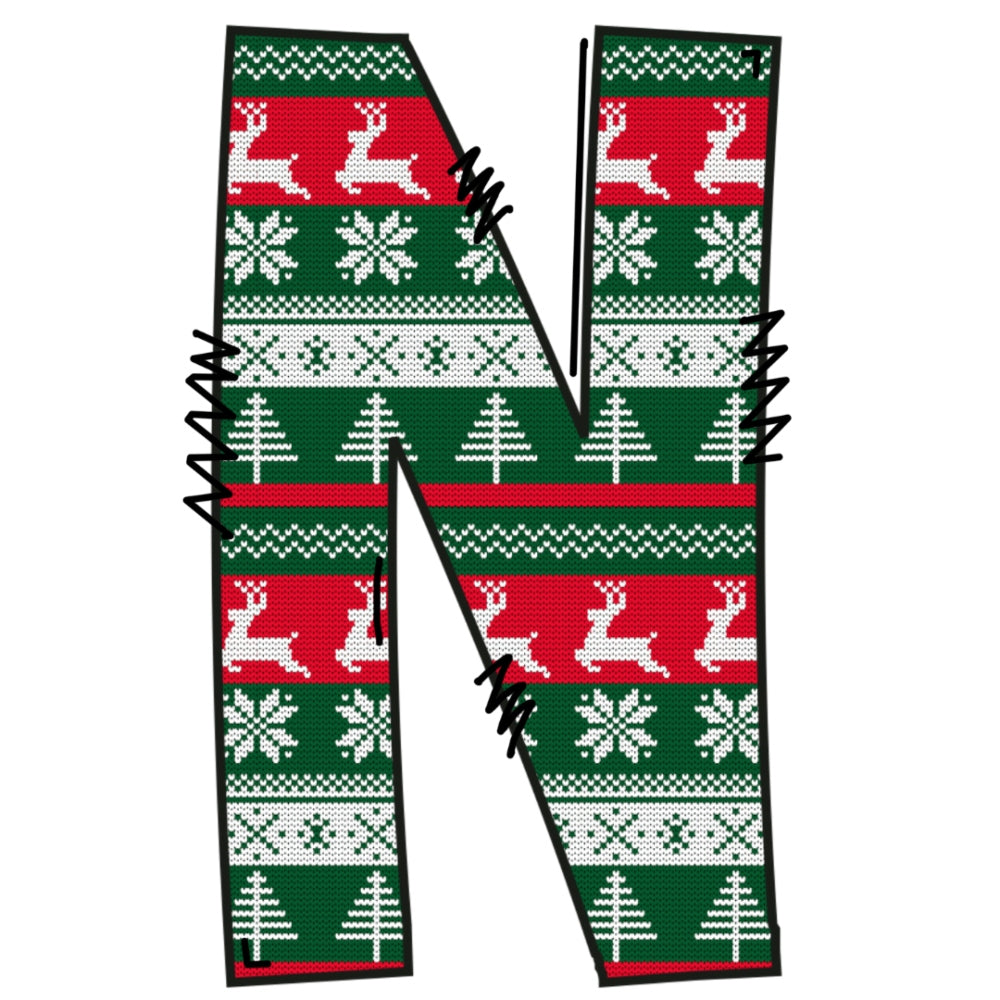 Christmas Sweaters Letter N Fabric Panel QuiltingFabricPanels