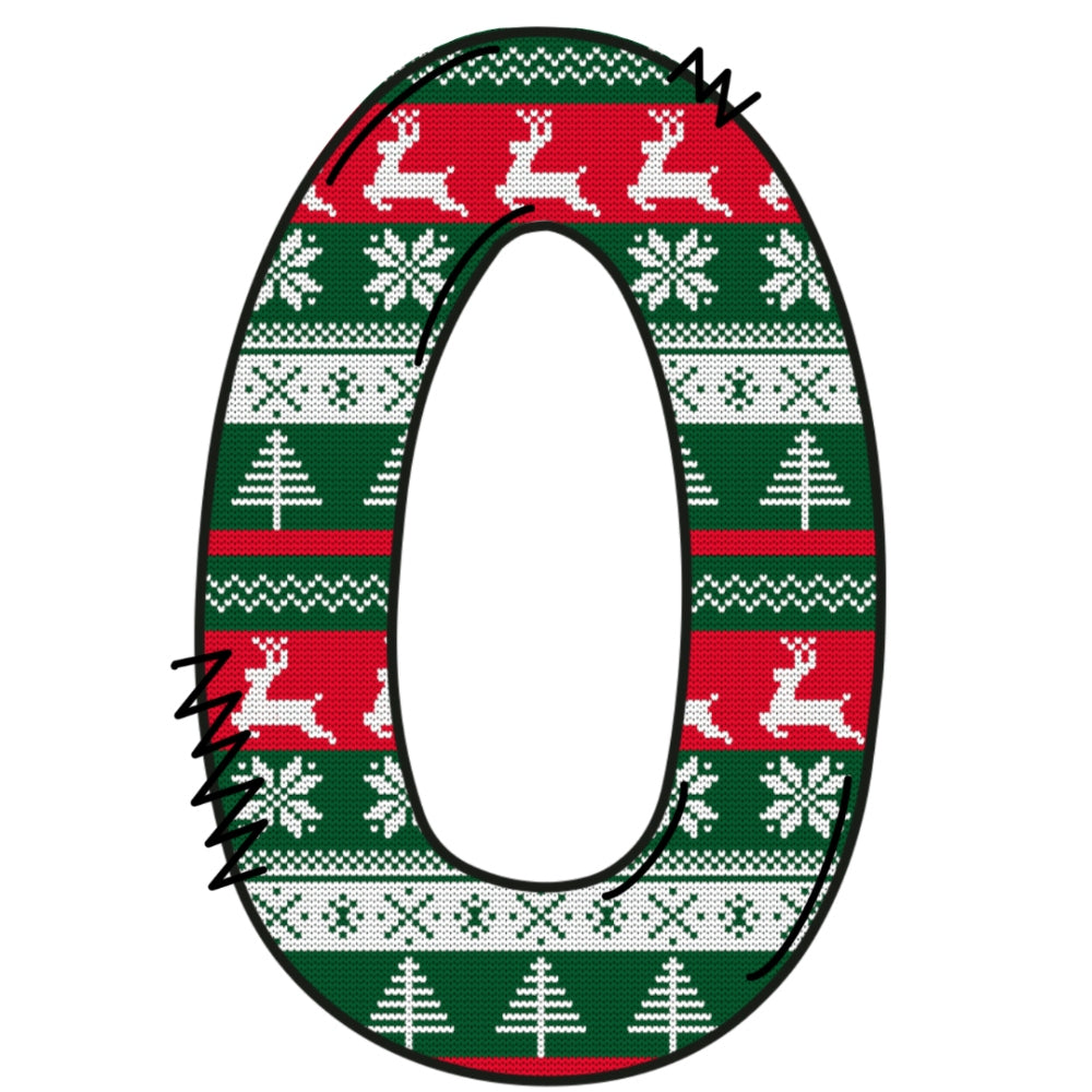 Christmas Sweaters Letter O Fabric Panel
