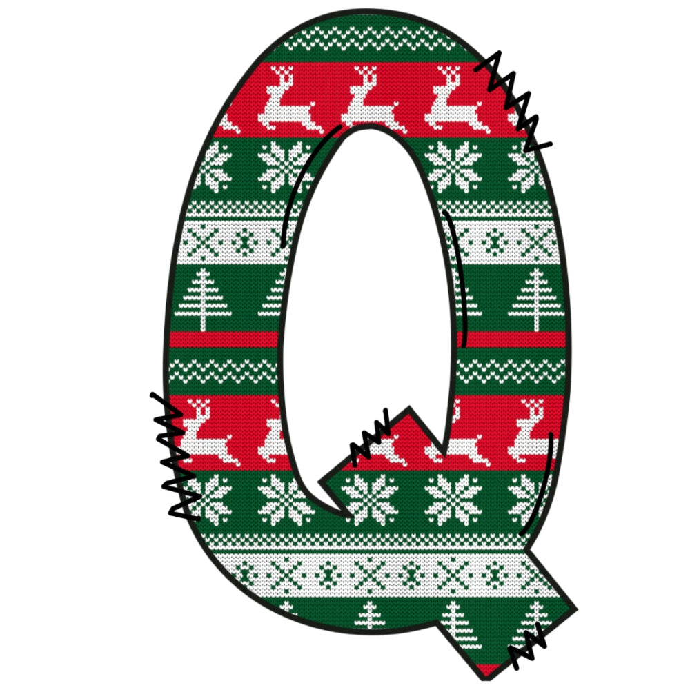 Christmas Sweaters Letter Q Fabric Panel