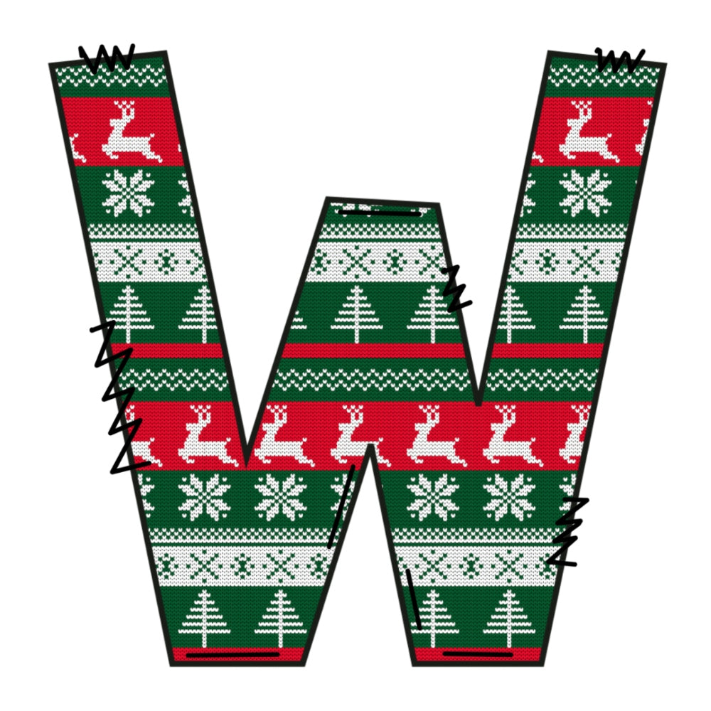 Christmas Sweaters Letter W Fabric Panel