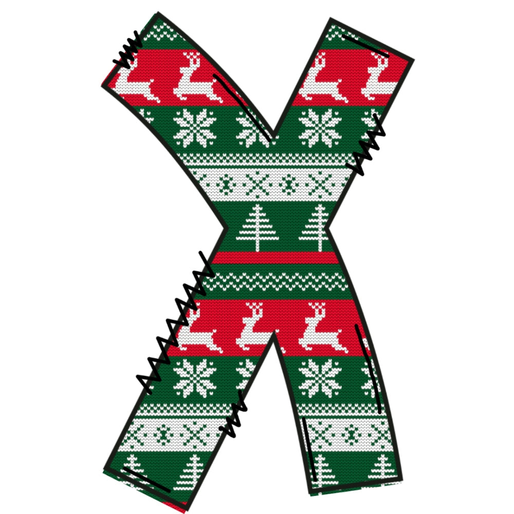 Christmas Sweaters Letter X Fabric Panel QuiltingFabricPanels