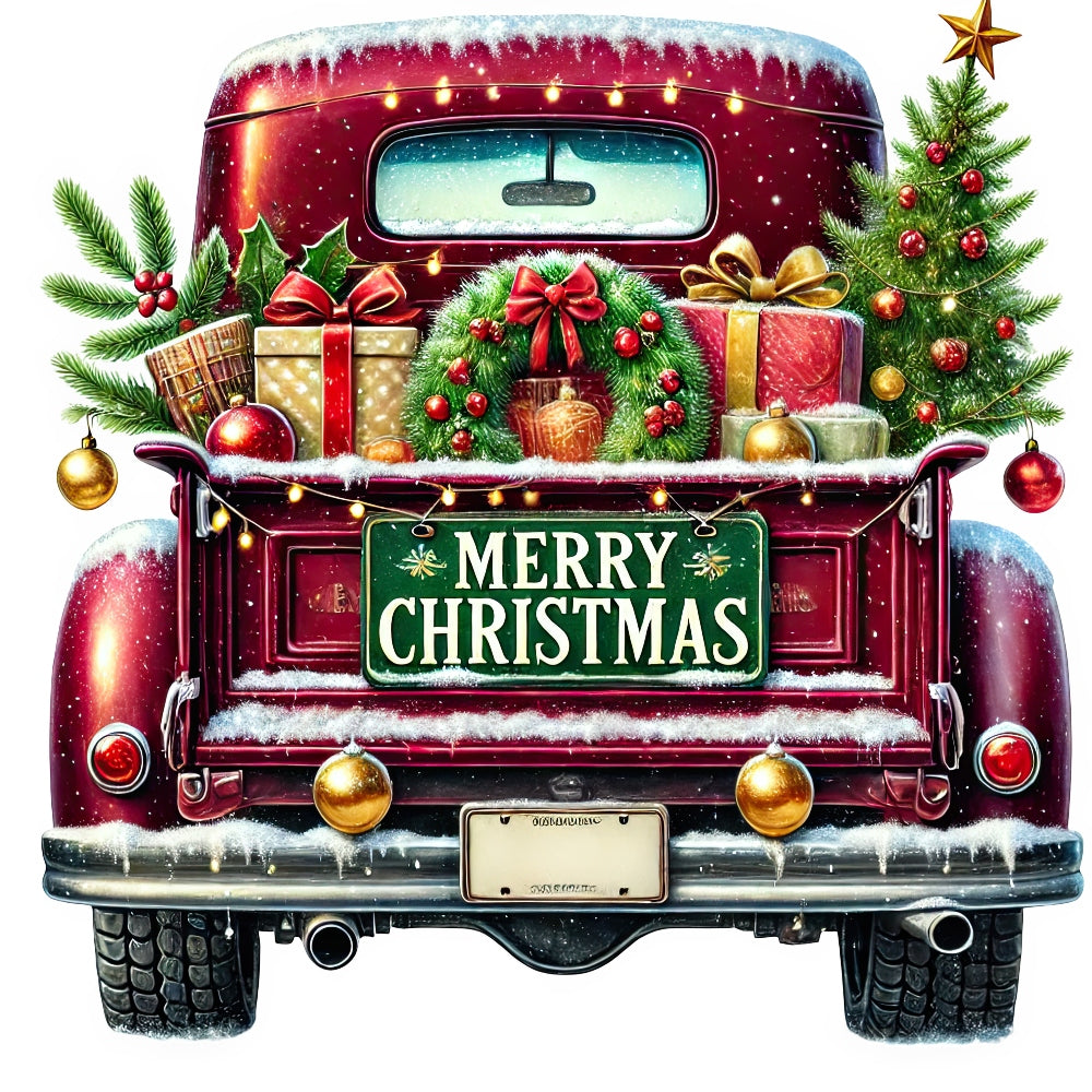 Christmas Trucks Fabric Panel 16 QuiltingFabricPanels