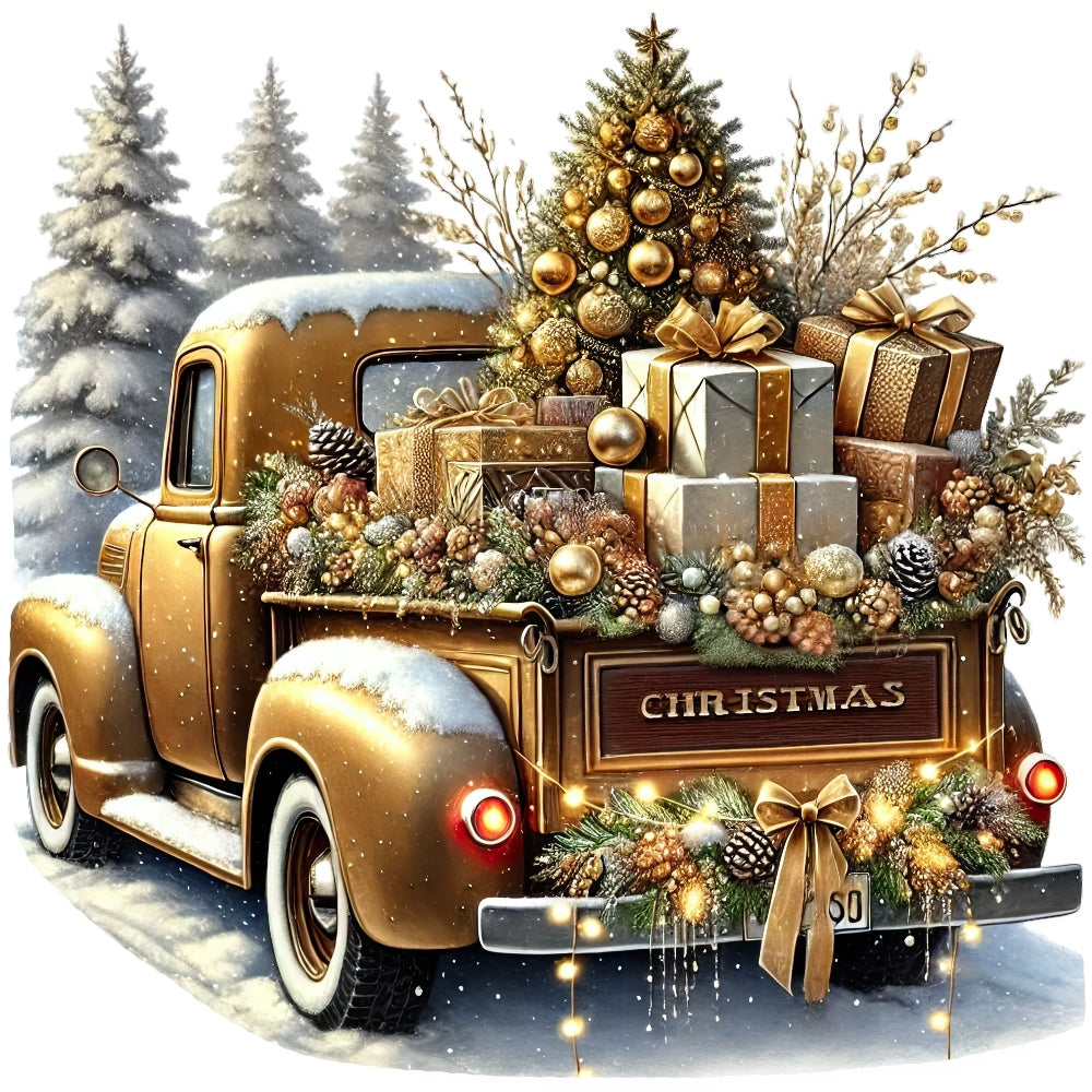 Christmas Trucks Fabric Panel 3