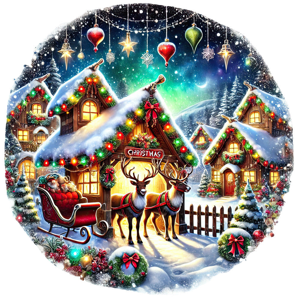Christmas Villages Fabric Panel 23 QuiltingFabricPanels