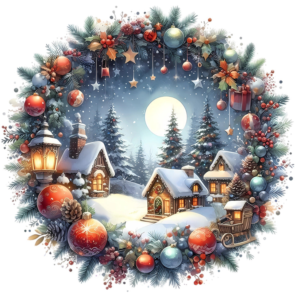 Christmas Winter Scene 17 Fabric Panel