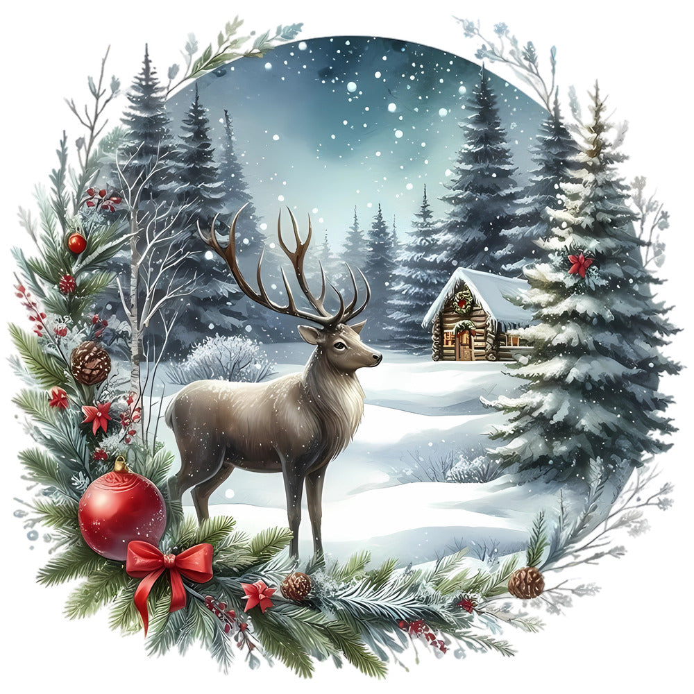 Christmas Winter Scene 9 Fabric Panel QuiltingFabricPanels