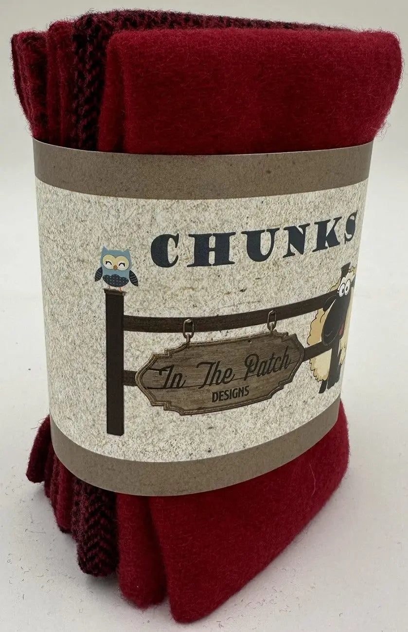 Christmas Wool Chunks 5pc 9in x 10in - Linda's Electric Quilters