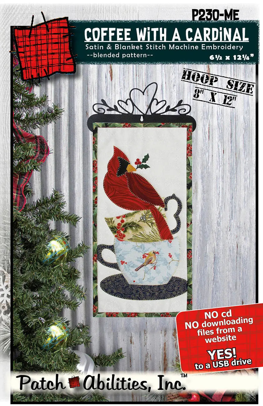Coffee With a Cardinal Machine Embroidery Version - Linda's Electric Quilters