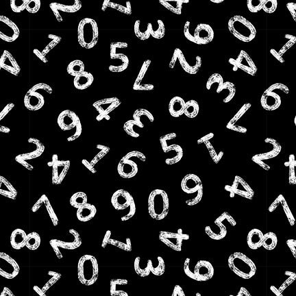 Color My World - Tossed Numbers - Black 44" / 45" Fabric Per Yard