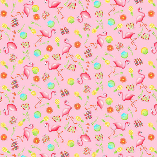 Comfy Flannel - Flamingo & Flip Flops 44"/45" Cotton Flannel Fabric per yard