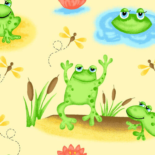 A.E. Nathan Comfy Flannel frogs and dragonflies cotton flannel by the yard