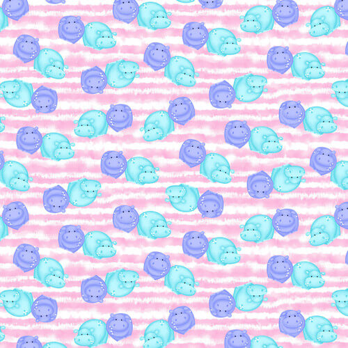 Comfy Flannel - Hippos 44"/45" Cotton Flannel Fabric per yard