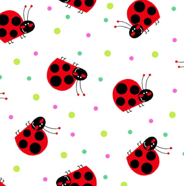 Comfy Flannel Ladybugs cotton flannel fabric by A.E. Nathan, ladybug print flannel, sold by the yard