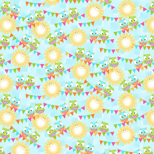 Comfy Flannel - Owls & Suns 44"/45" Cotton Flannel Fabric per yard