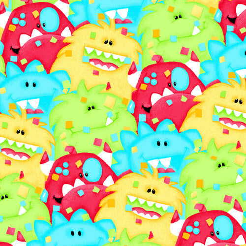Comfy Flannel - Packed Monsters 44"/45" Cotton Flannel Fabric per yard