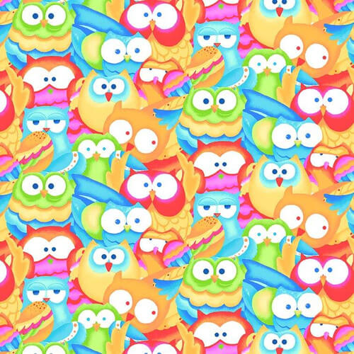 Comfy Flannel - Packed Owls 44"/45" Cotton Flannel Fabric per yard
