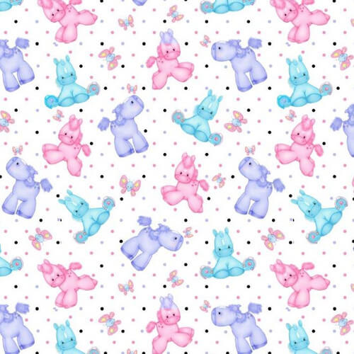 Comfy Flannel - Ponies & Butterflies 44"/45" Cotton Flannel Fabric per yard
