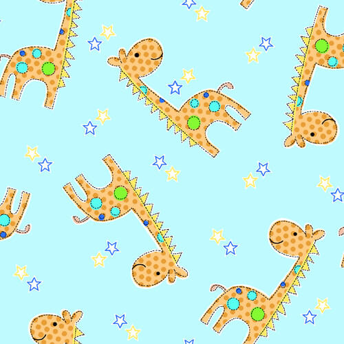 Comfy Flannel - Tossed Giraffes - Aqua 44"/45" Cotton Flannel Fabric per yard