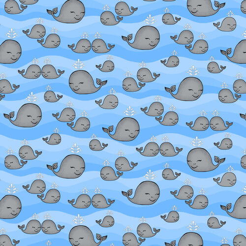 Comfy Flannel - Whales 44"/45" Cotton Flannel Fabric per yard