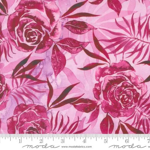 Coming Up Roses Floras Watercolor Magenta 44"/45" Fabric Per Yard Moda Fabrics & Supplies