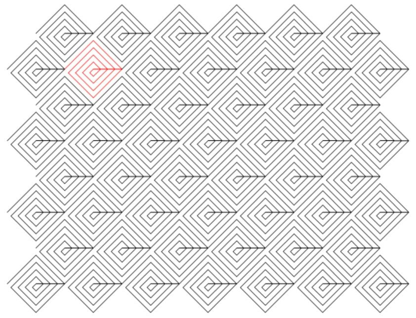 Concentric Squares Alternating Digital E2E Wildflower Quilting Pantograph