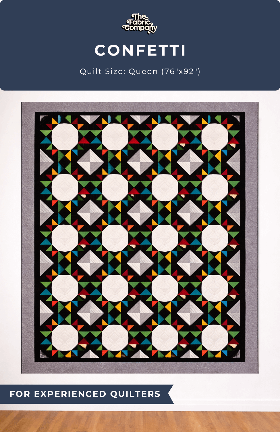 Confetti Quilt Kit Supreme Solids Edition by Choice Fabrics, half square triangle queen quilt kit 76 x 92 inches