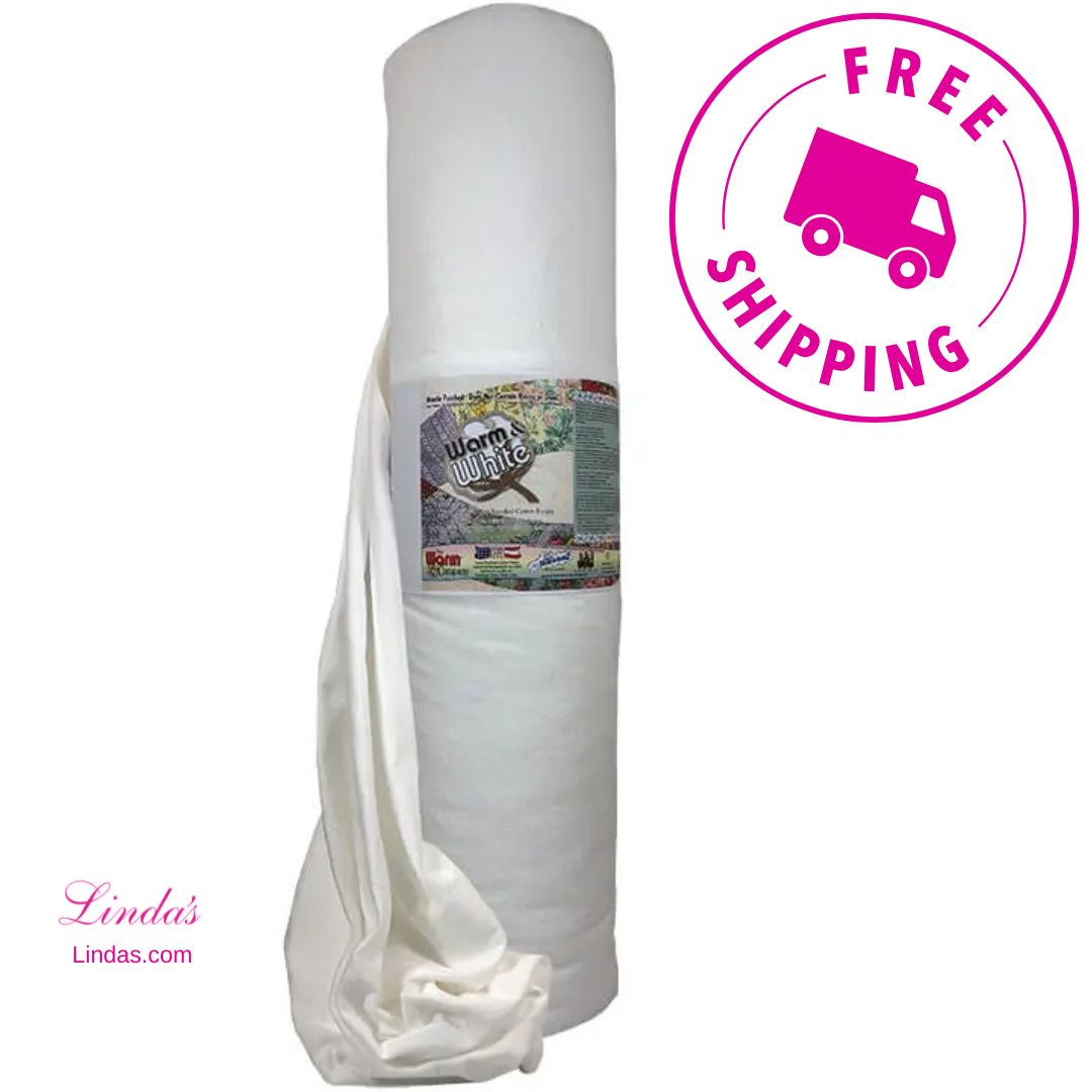 Warm & White 90" x 40 YD Cotton Batting - White Cotton Quilt Batting