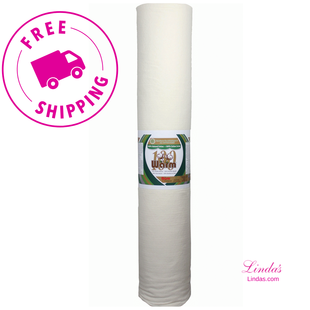 Warm 100 110" x 25 YD Cotton Batting - Premium 100% Natural Cotton Batting