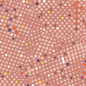 Coral Block Print Dots Cotton 44"/45" Fabric Per Yard
