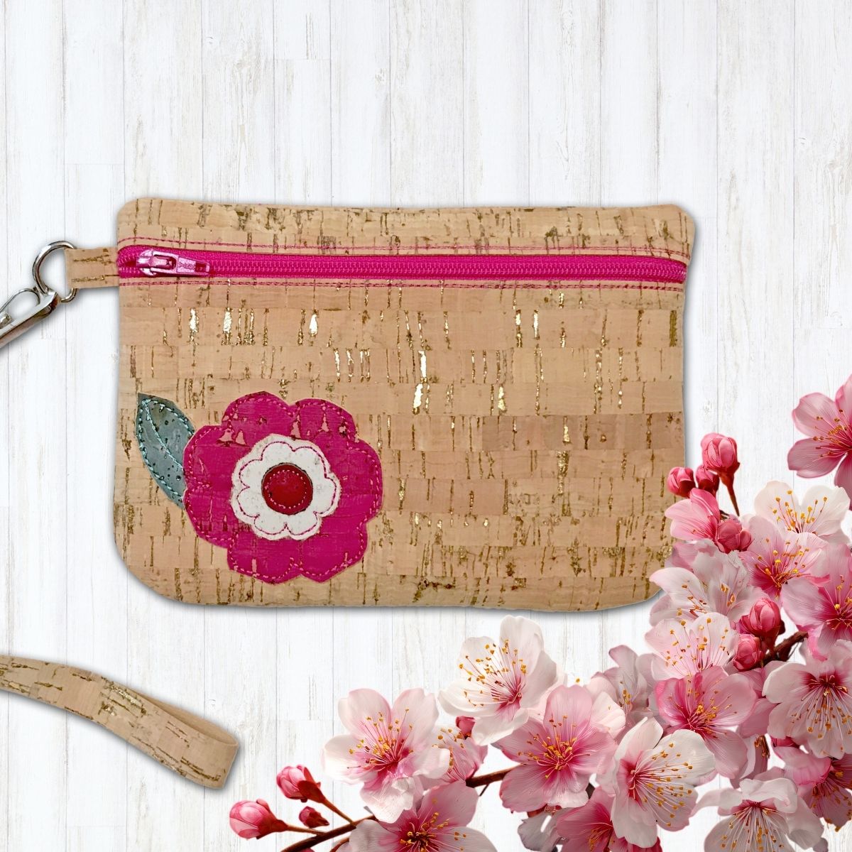 Cork Bloom Bags and Wristlets In the Hoop Embroidery Pickle Pie Designs